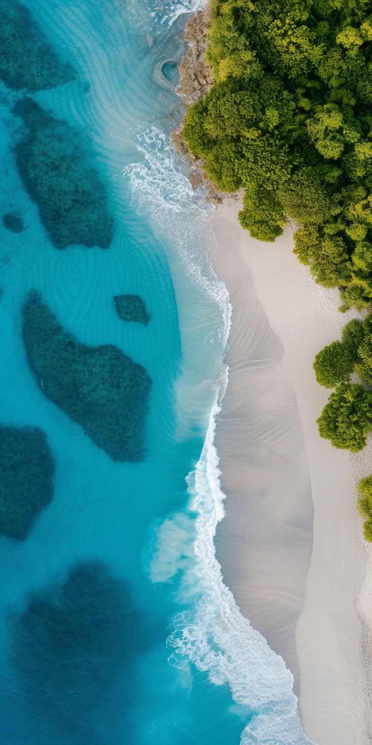 Beautiful Sandy Beach from above Wallpapers