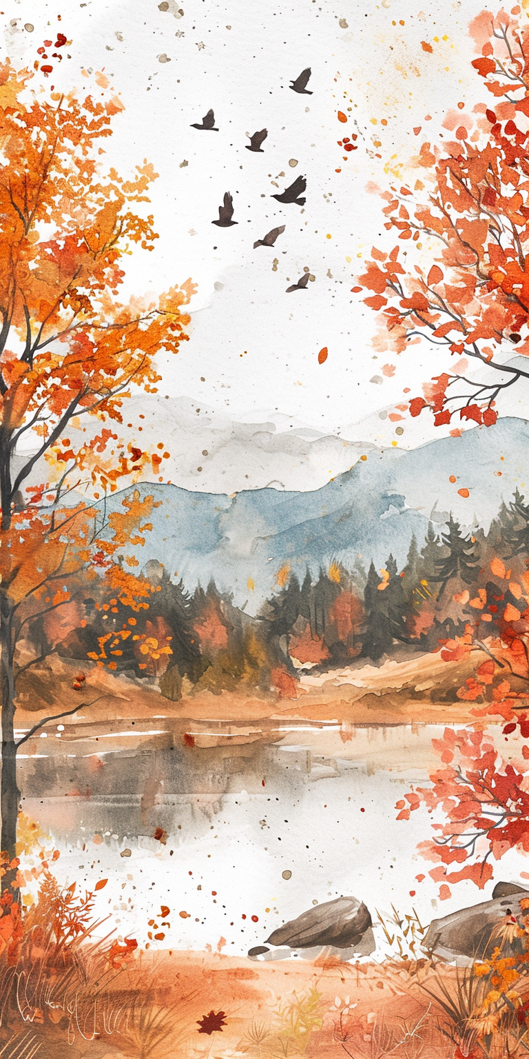 Beautiful Fall Wallpapers in Watercolor Style