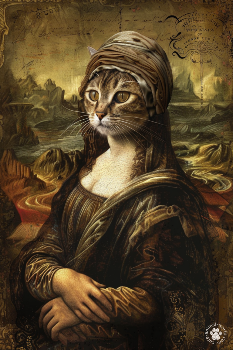 Cat Paintings in the Style of Leonardo Da Vinci