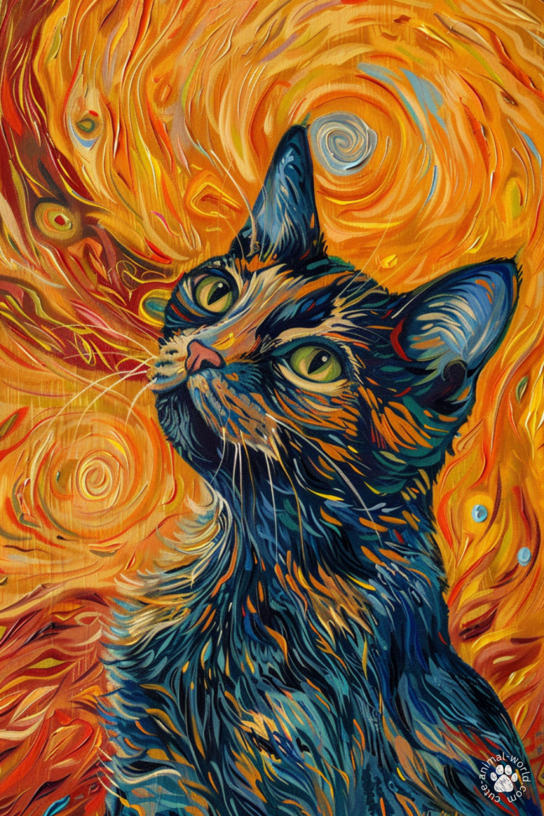 Cat Paintings in the Style of Vincent van Gogh