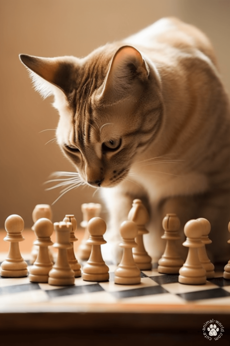 Cats playing chess