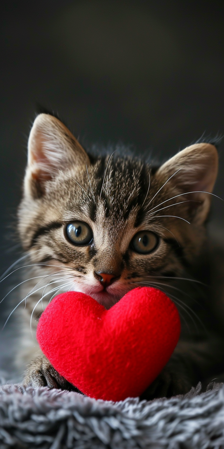 Cute Kitten with Heart Wallpapers – cute-animal-world.com