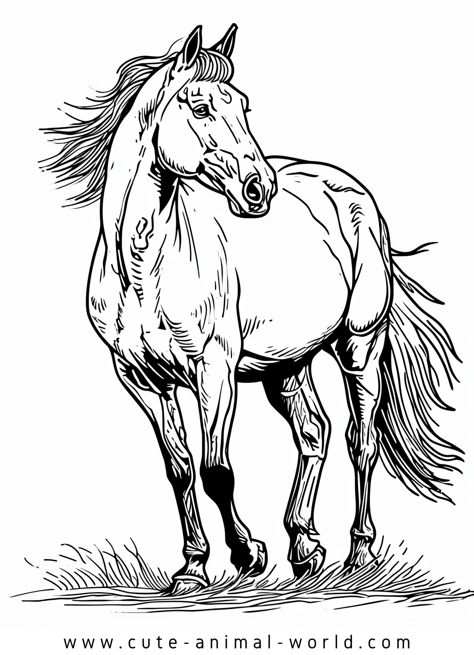 Horses Pictures to Color – cute-animal-world.com