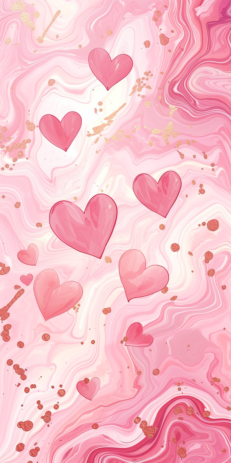 Pink Wallpaper with Hearts