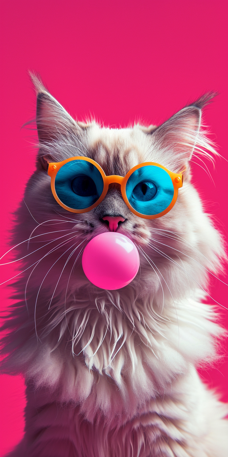 Ragdoll Cat With Chewing Gum Bubble Wallpapers