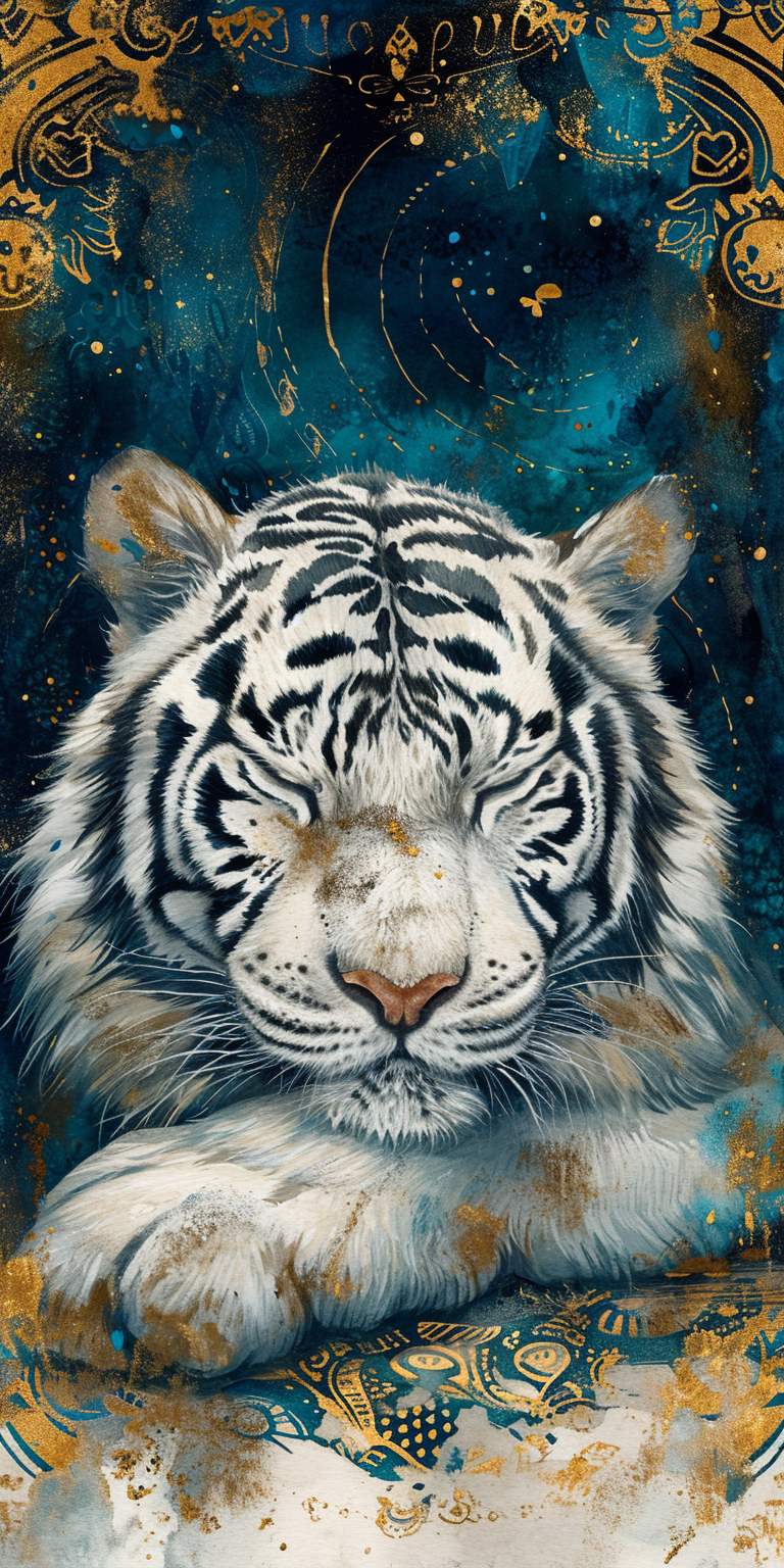 Sleeping Tiger Watercolor Wallpapers