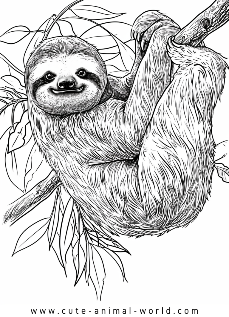 Sloths Pictures to Color – cute-animal-world.com