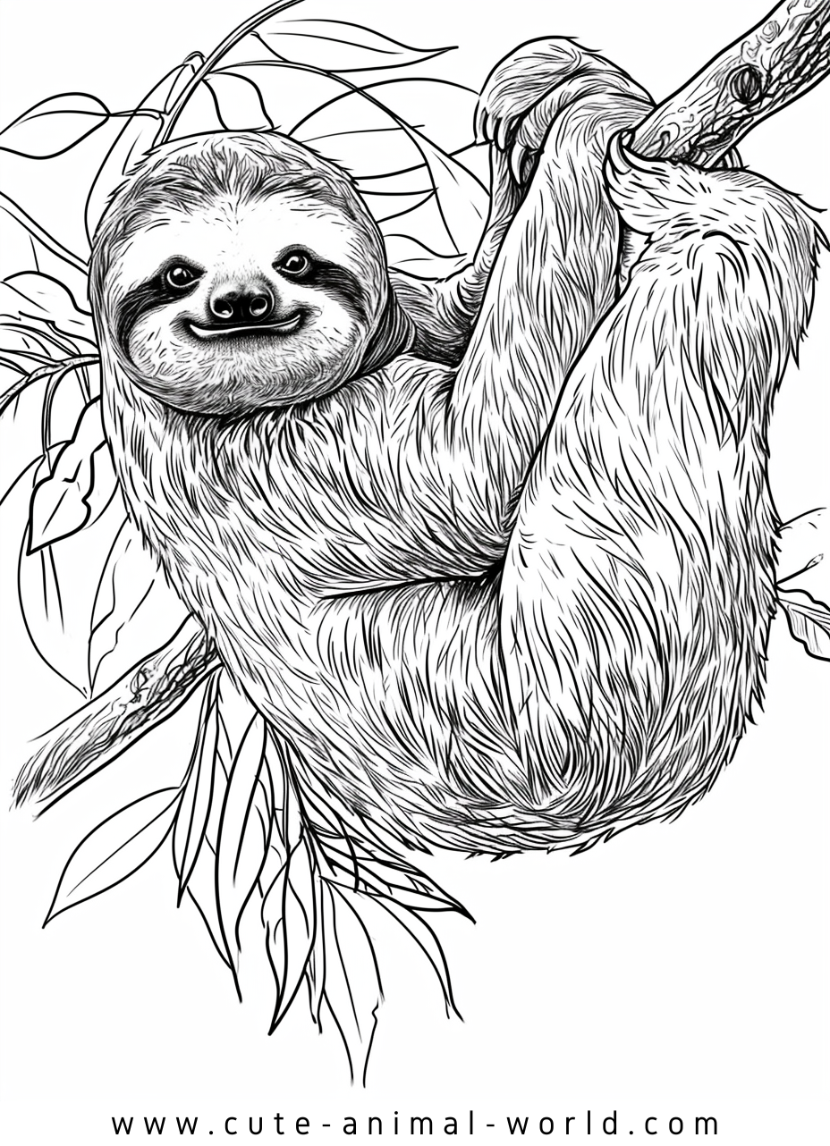 Sloths Pictures to Color – cute-animal-world.com