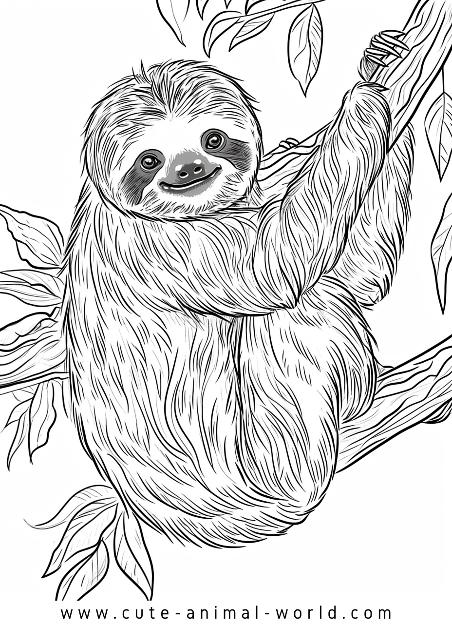 Sloths Pictures to Color – cute-animal-world.com