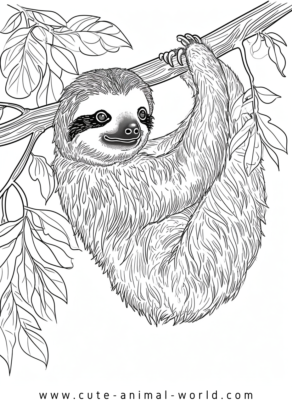 Sloths Pictures to Color – cute-animal-world.com