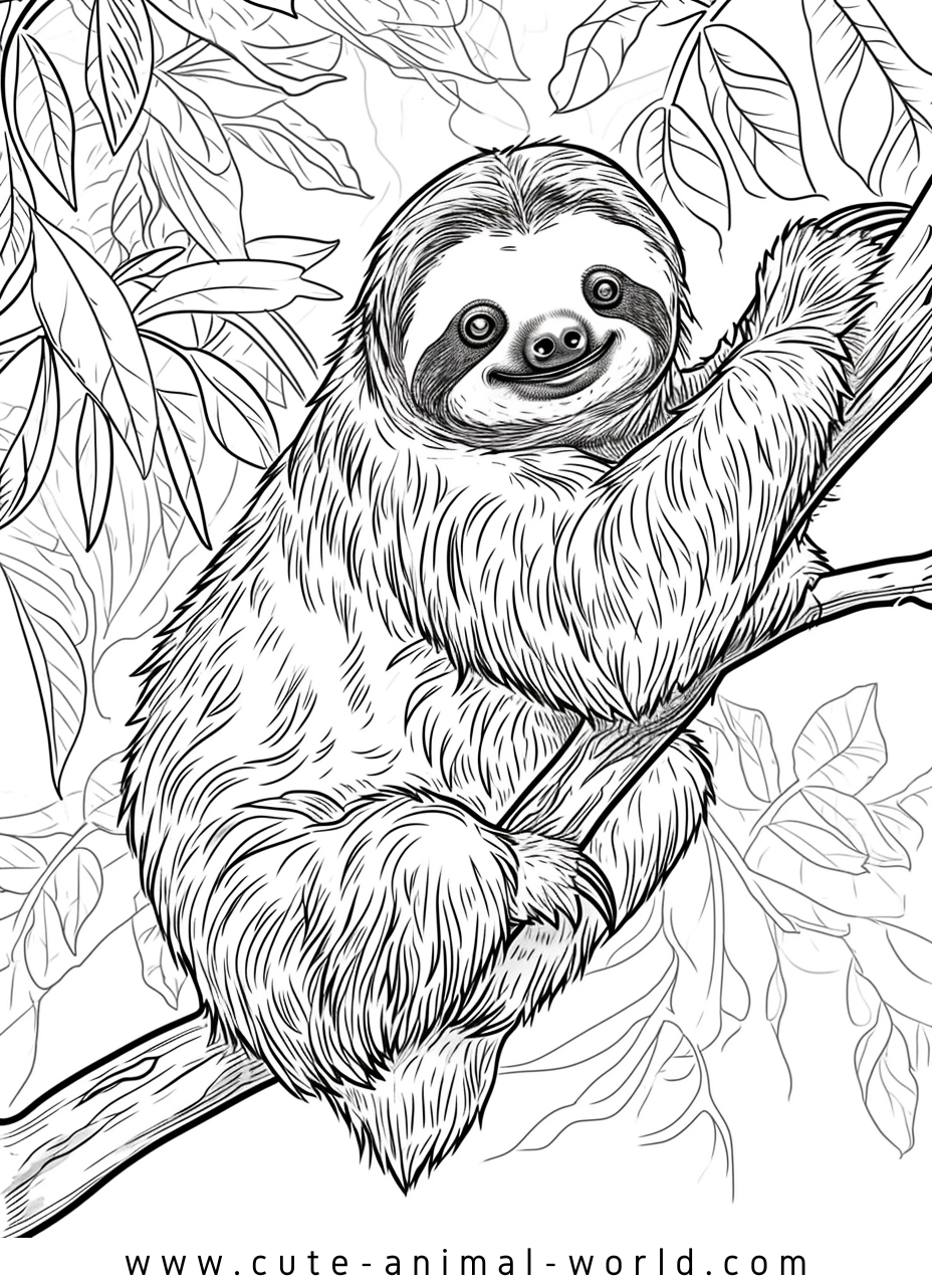 Sloths Pictures To Color – Cute-animal-world.com