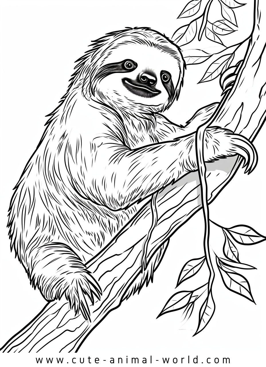 Sloths Pictures to Color – cute-animal-world.com