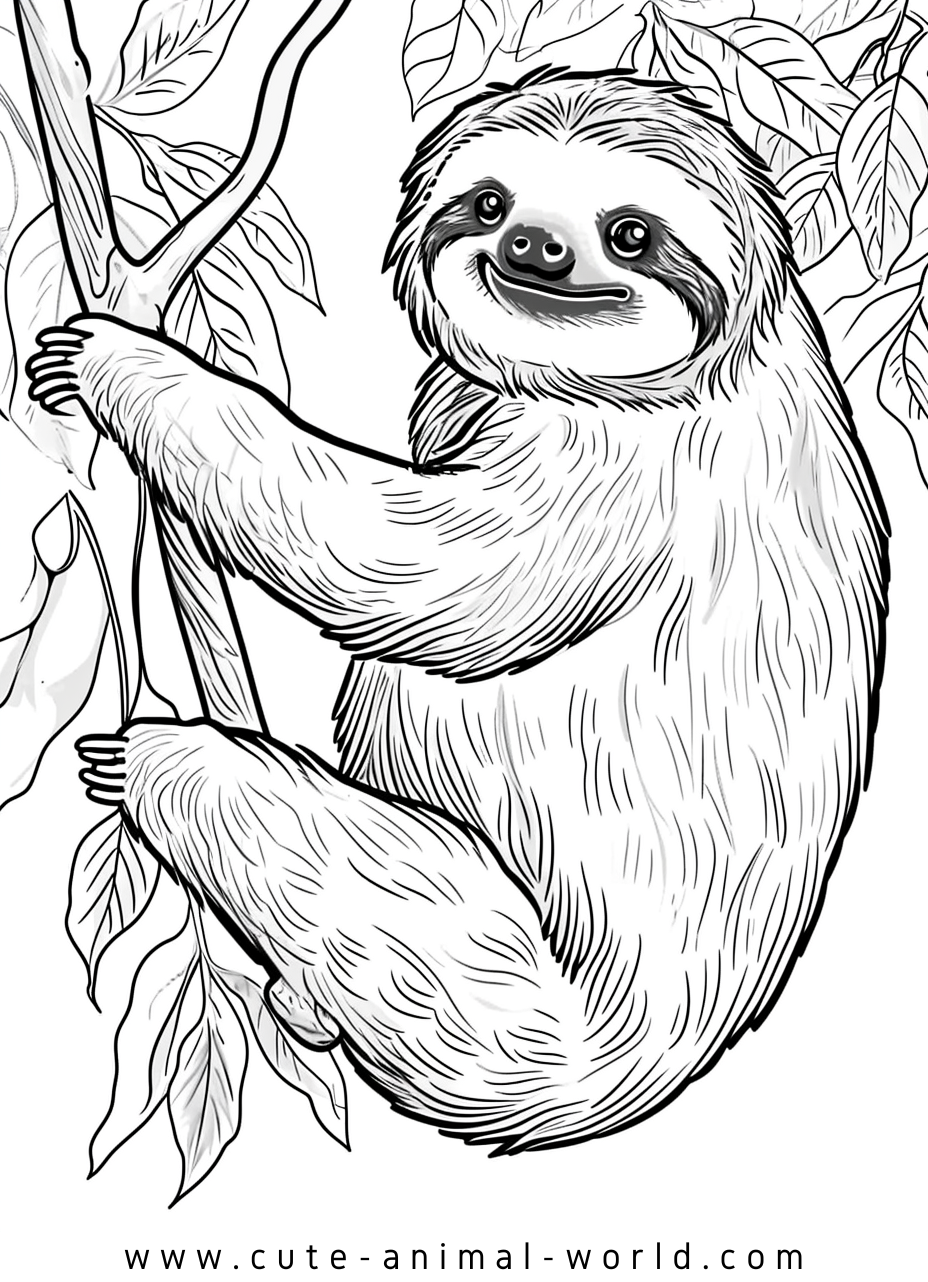 Sloths Pictures to Color – cute-animal-world.com