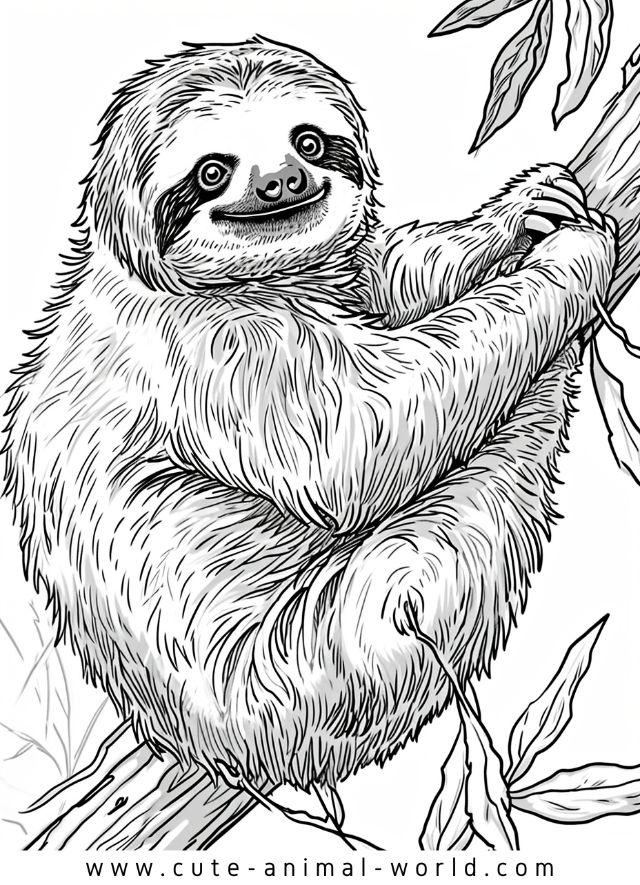 Sloths Pictures to Color – cute-animal-world.com