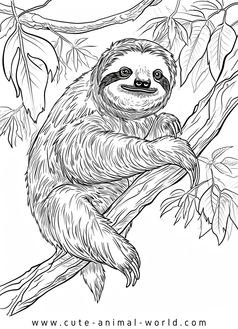 Sloths Pictures to Color – cute-animal-world.com